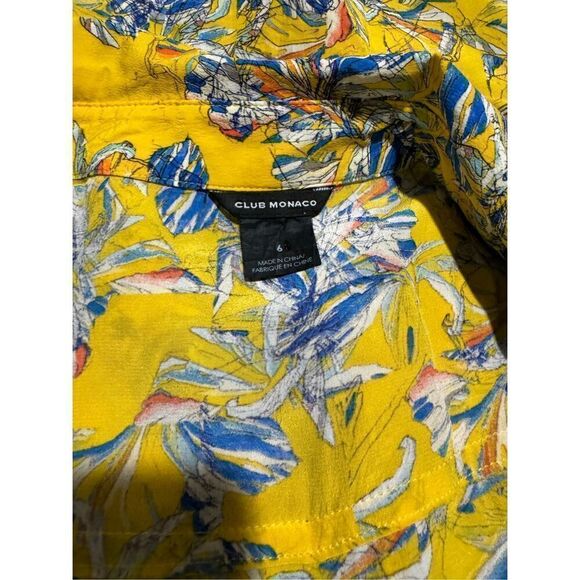 Club Monaco 100% Silk yellow blue floral sleeveless shift dress button front 6 - Picture 3 of 7